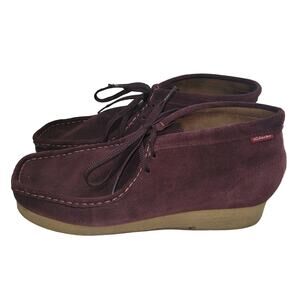 Clarks Stinson Mens Chukka Wallabee  Size 10.5 M Leather Burgundy Red Suede